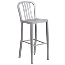 Load image into Gallery viewer, 30&#39;&#39; High Silver Metal Indoor-Outdoor Barstool with Vertical Slat Back