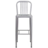 Silver Metal Indoor-Outdoor Barstool with Vertical Slat Back 6