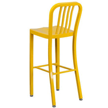 Load image into Gallery viewer, 30&#39;&#39; High Yellow Metal Indoor-Outdoor Barstool with Vertical Slat Back