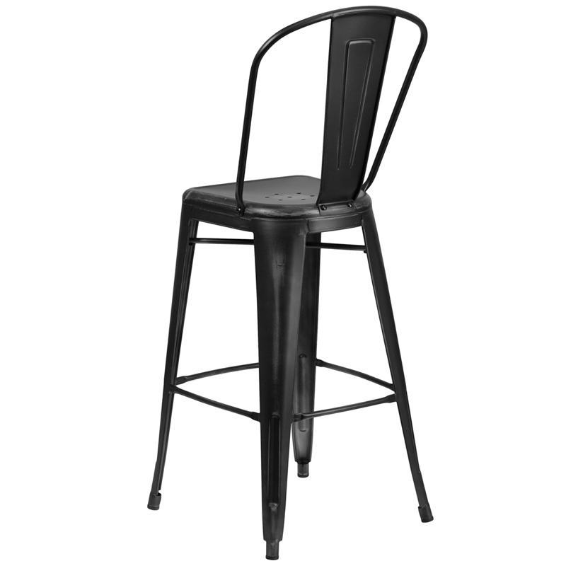 30'' high antique black barstool