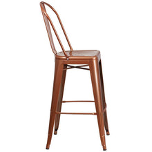Load image into Gallery viewer, 30&#39;&#39; High Copper Metal Indoor-Outdoor Barstool with Back