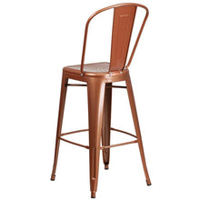 Load image into Gallery viewer, 30&#39;&#39; High Copper Metal Indoor-Outdoor Barstool with Back