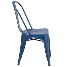 Load image into Gallery viewer, Distressed Antique Blue Metal Indoor-Outdoor Stackable Chair