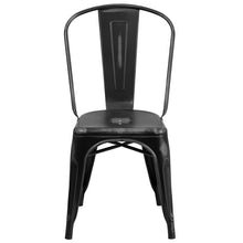 Load image into Gallery viewer, Distressed Black Metal Indoor-Outdoor Stackable Chair