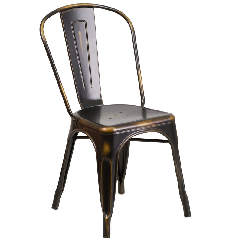Distressed Copper Metal Indoor-Outdoor Stackable Chair