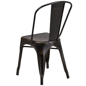Distressed Copper Metal Indoor-Outdoor Stackable Chair