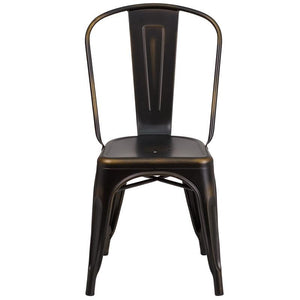 Distressed Copper Metal Indoor-Outdoor Stackable Chair