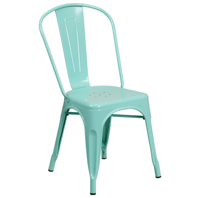 Mint Green Metal Indoor-Outdoor Stackable Chair
