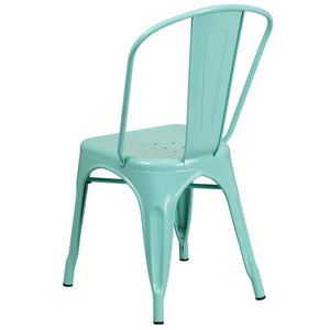 Mint Green Metal Indoor-Outdoor Stackable Chair