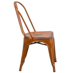 Orange Metal Indoor-Outdoor Stackable Chair