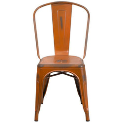 Distressed Orange Stackable Chair