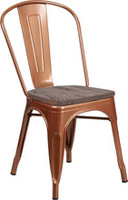 Load image into Gallery viewer, Copper Metal Stackable Chair with Wood Seat
