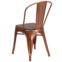 Load image into Gallery viewer, Copper Metal Stackable Chair with Wood Seat