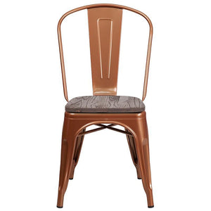 Copper Metal Stackable Chair with Wood Seat