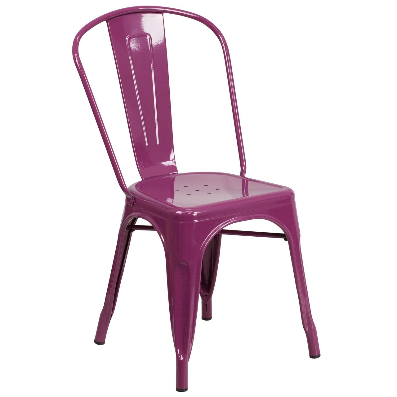 Purple Metal Indoor-Outdoor Stackable Chair