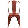 Distressed Kelly Red Metal Indoor-Outdoor Stackable Chair