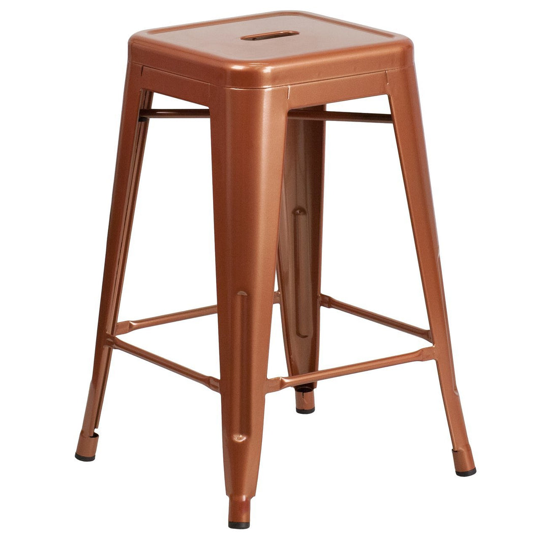 24'' High Backless Copper Indoor-Outdoor Counter Height Stool