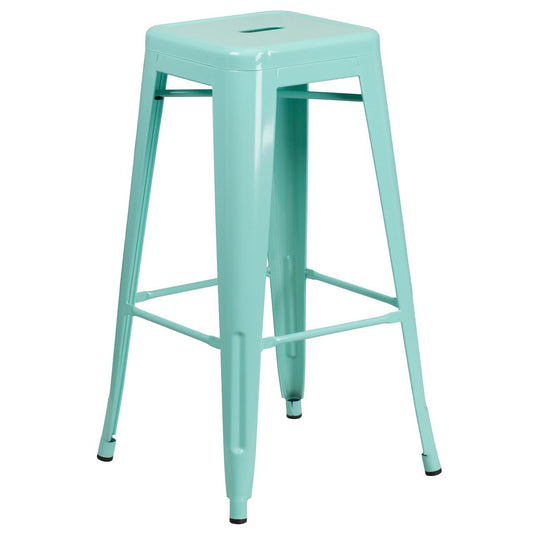30'' High Backless Mint Green Indoor-Outdoor Barstool