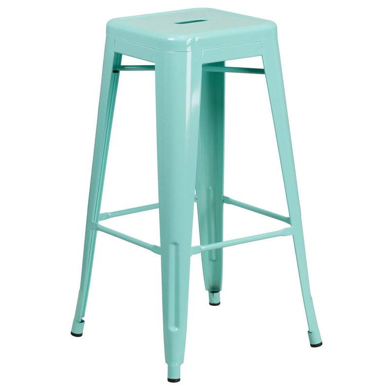 30'' High Backless Mint Green Indoor-Outdoor Barstool