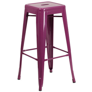 30'' High Backless Purple Indoor-Outdoor Barstool