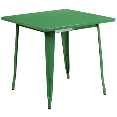 31.5'' Square Green Metal Indoor-Outdoor Table