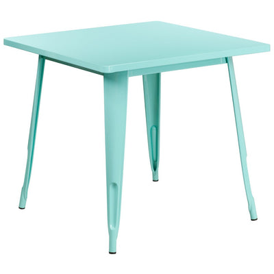 31.5'' Square Mint Green Metal Indoor-Outdoor Table