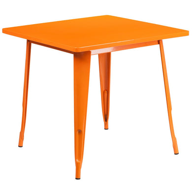 31.5'' Square Orange Metal Indoor-Outdoor Table