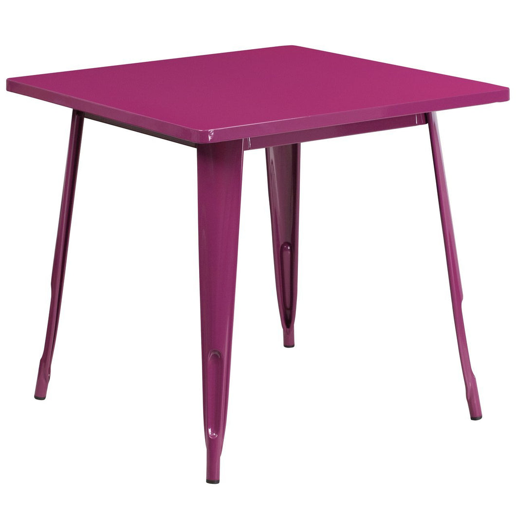 31.5'' Square Purple Metal Indoor-Outdoor Table
