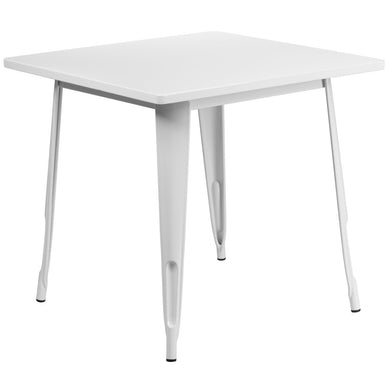 31.5'' Square White Metal Indoor-Outdoor Table