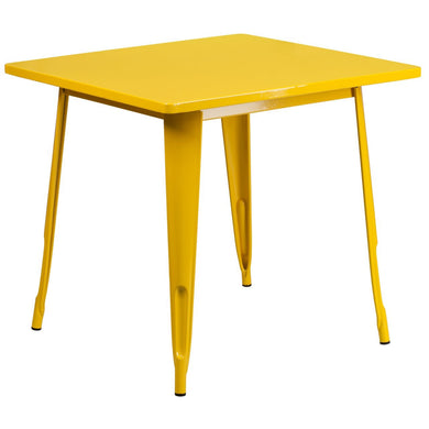 31.5'' Square Yellow Metal Indoor-Outdoor Table