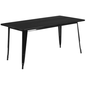 31.5'' x 63'' Rectangular Black Metal Indoor-Outdoor Table