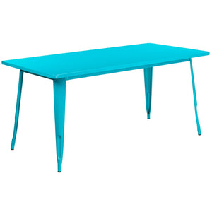 31.5'' x 63'' Rectangular Crystal Teal-Blue Metal Indoor-Outdoor Table