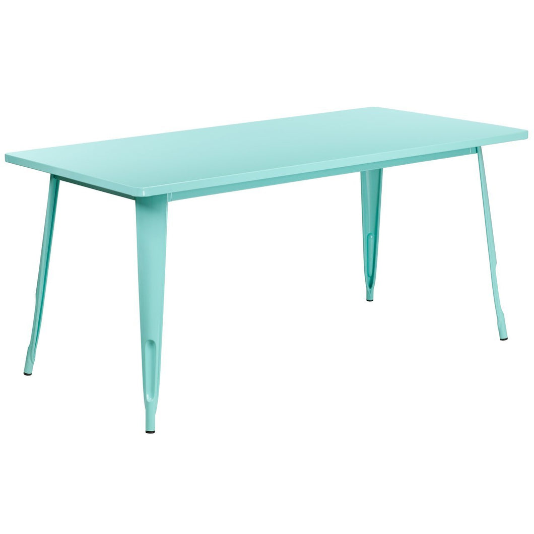 31.5'' x 63'' Rectangular Mint Green Metal Indoor-Outdoor Table