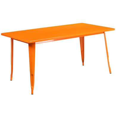 31.5'' x 63'' Rectangular Orange Metal Indoor-Outdoor Table