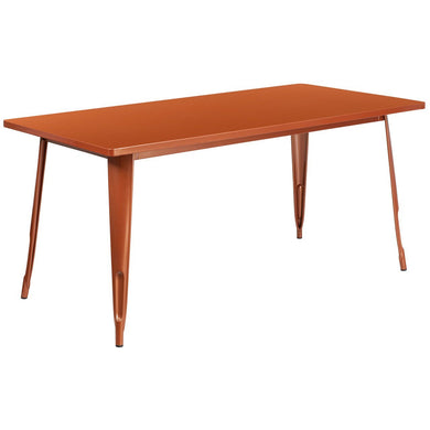 31.5'' x 63'' Rectangular Copper Metal Indoor-Outdoor Table