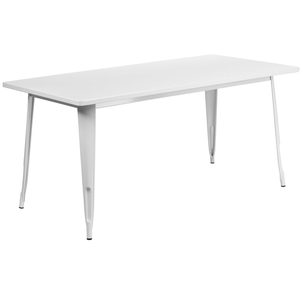 31.5'' x 63'' Rectangular White Metal Indoor-Outdoor Table