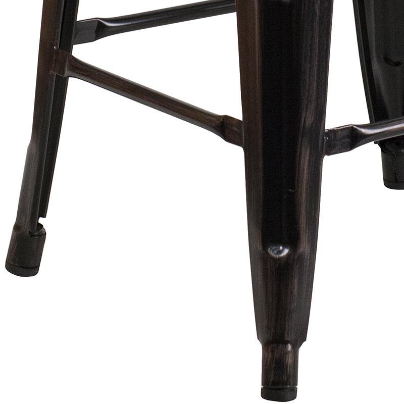 High Backless Black-Antique Gold Metal Counter Height Stool