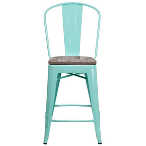 Mint Green Metal Counter Height Stool 