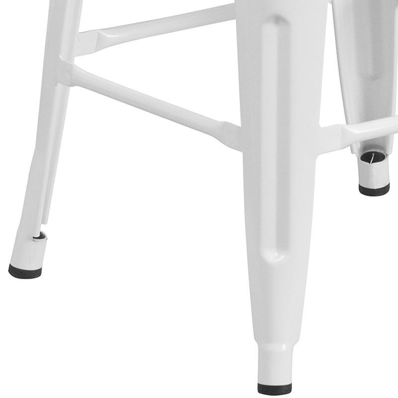 White Counter Height Stool with Square Wood Seat