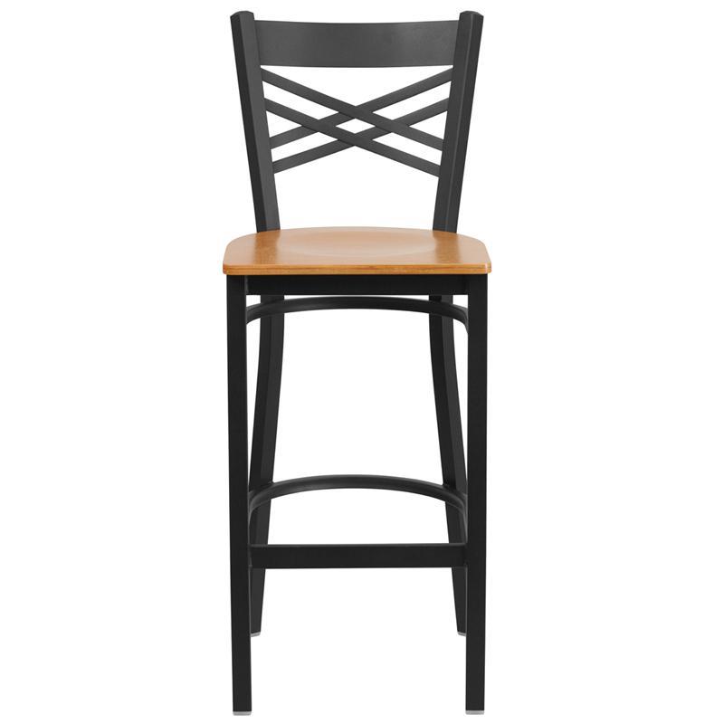 Black ''X'' Back Metal Restaurant Barstool
