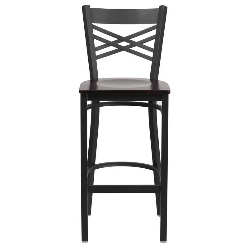 Heavy Duty Black ''X'' Back Metal Restaurant Barstool