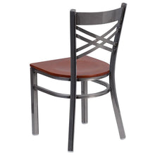 Load image into Gallery viewer, HERCULES Series Clear Coated &#39;&#39;X&#39;&#39; Back Metal Restaurant Chair - Cherry Wood Seat - Back