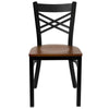 HERCULES Series Black ''X'' Back Metal Restaurant Chair - Cherry Wood Seat - Front