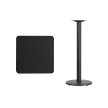 Load image into Gallery viewer, 24&#39;&#39; Square Black Laminate Table Top with 18&#39;&#39; Round Bar Height Table Base