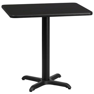 24'' x 30'' Rectangular Black Laminate Table Top with 22'' x 22'' Table Height Base