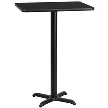 Load image into Gallery viewer, 24&#39;&#39; x 30&#39;&#39; Rectangular Black Laminate Table Top with 22&#39;&#39; x 22&#39;&#39; Bar Height Table Base