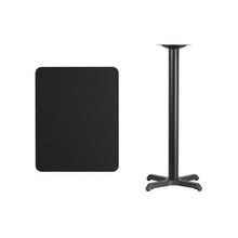 Load image into Gallery viewer, 24&#39;&#39; x 30&#39;&#39; Rectangular Black Laminate Table Top with 22&#39;&#39; x 22&#39;&#39; Bar Height Table Base