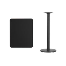 Load image into Gallery viewer, 24&#39;&#39; x 30&#39;&#39; Rectangular Black Laminate Table Top with 18&#39;&#39; Round Bar Height Table Base