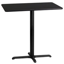 Load image into Gallery viewer, 24&#39;&#39; x 42&#39;&#39; Rectangular Black Laminate Table Top with 22&#39;&#39; x 30&#39;&#39; Bar Height Table Base