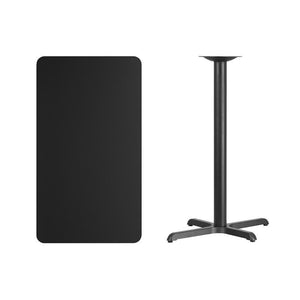 24'' x 42'' Rectangular Black Laminate Table Top with 22'' x 30'' Bar Height Table Base